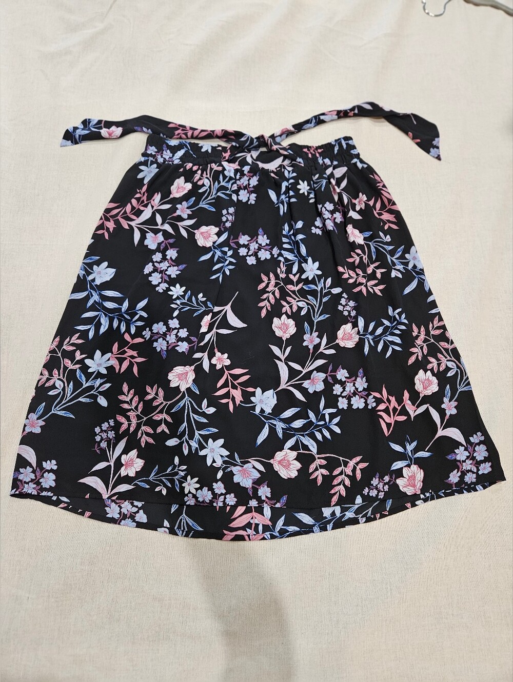 Elle Black Floral Tie-Waist Skirt